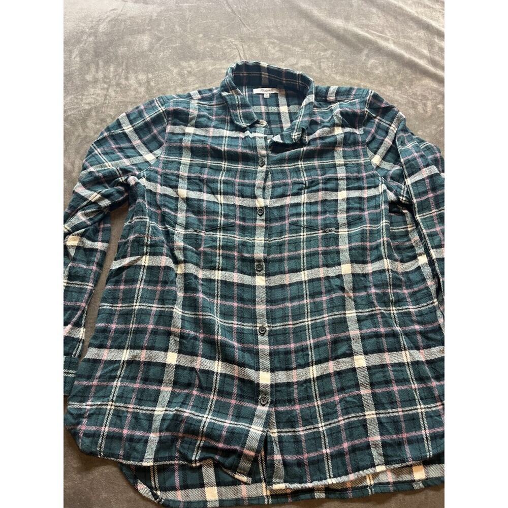 Madewell Fleece Plaid Button Shirt Size Xl Green